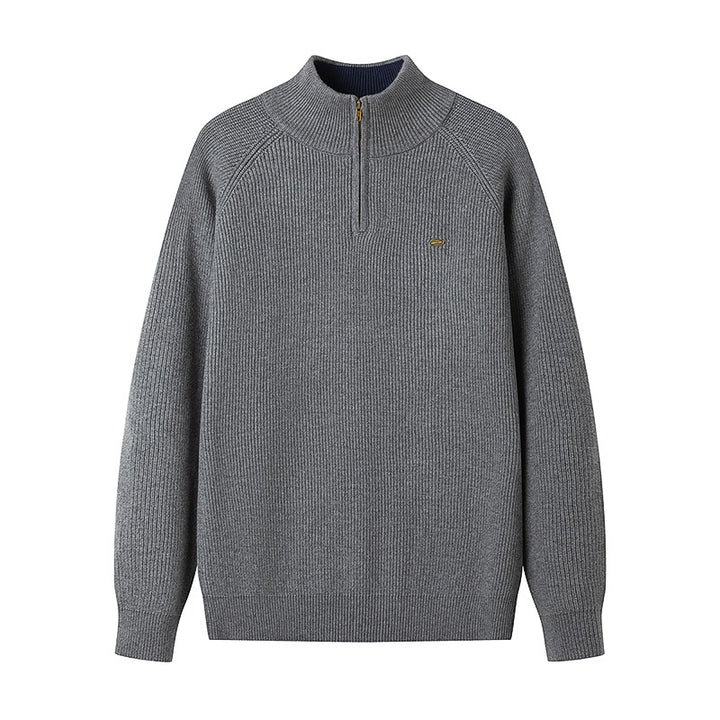 Men's Elegant Pullover with Stand-Up Collar and Zipper Lisslune