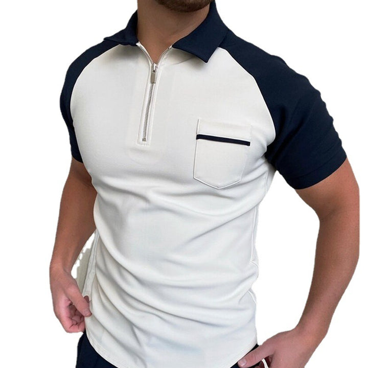 Men's short sleeve polo shirt with functional zipper and chest pocket Lisslune