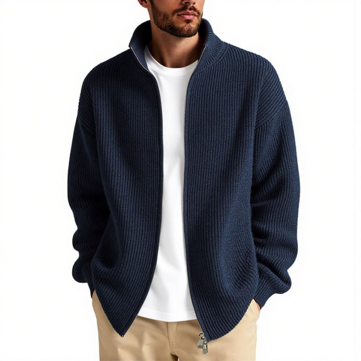 Men's cardigan with high collar and practical zipper Lisslune