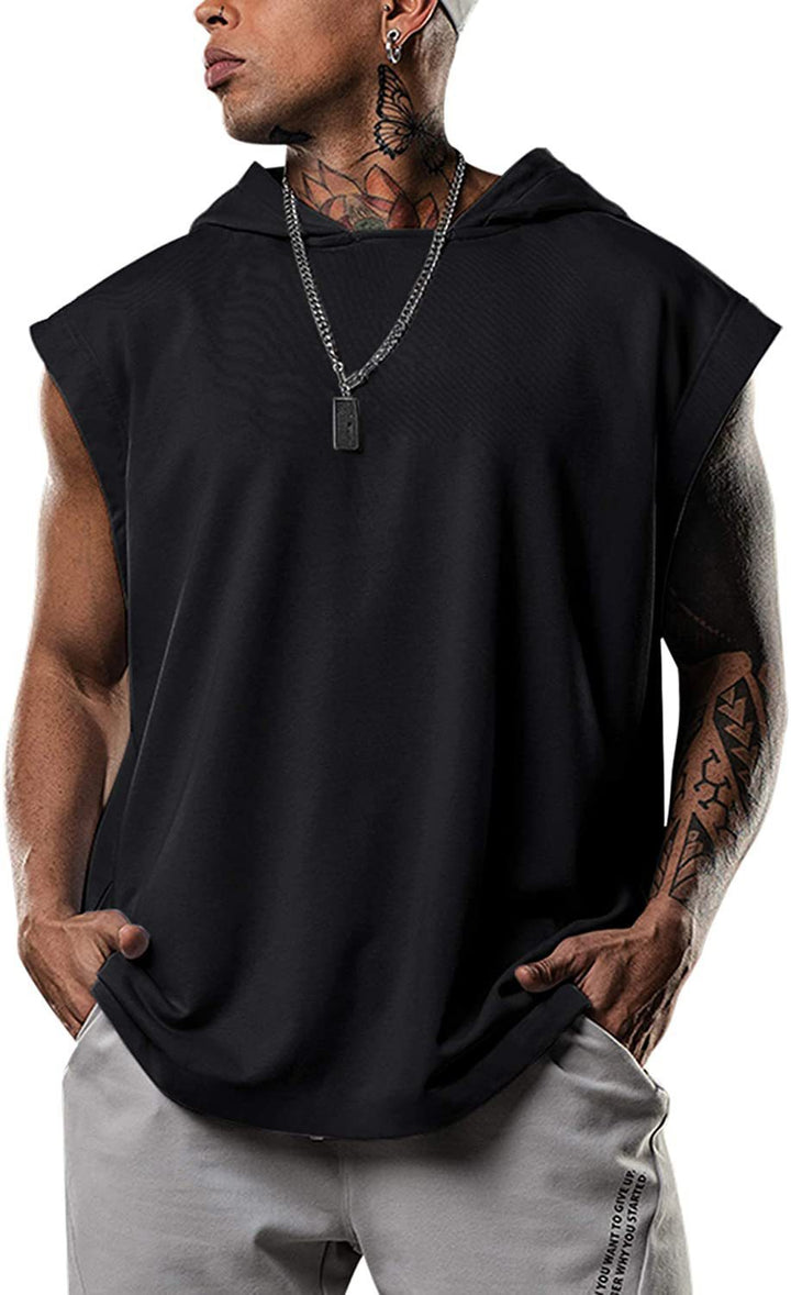 Men's sleeveless hoodie shirt made of high-quality cotton blend with fashionable cut Lisslune
