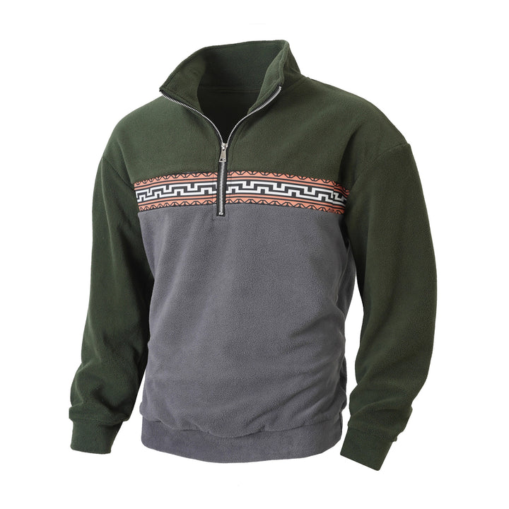 Men's fleece pullover with modern zipper and creative design Lisslune