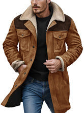 Men's suede long coat with teddy lining and practical pockets Lisslune
