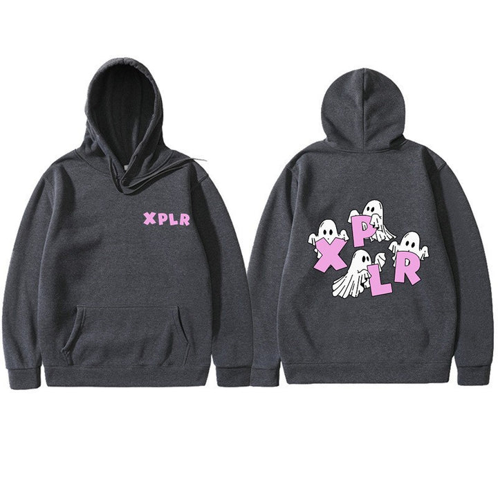 Women's hooded sweatshirt with creative ghost motif and kangaroo pocket Lisslune