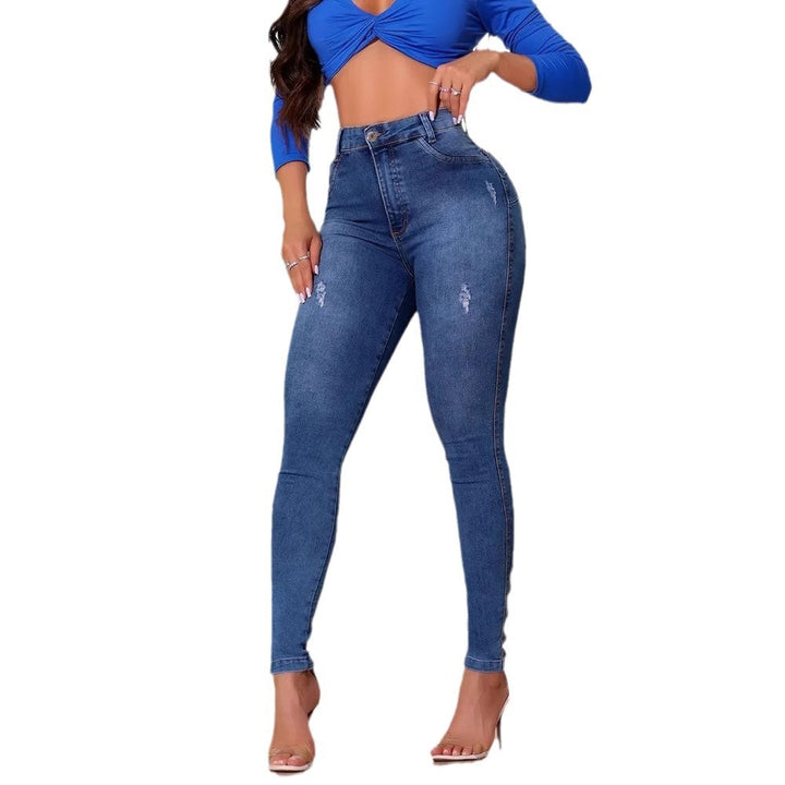 Women High Waisted Slim Fit Jeans with modern Destroyed Details Lisslune