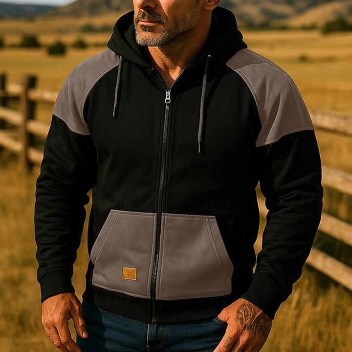 Men's Athletic Hooded Jacket with Color Block Design Lisslune