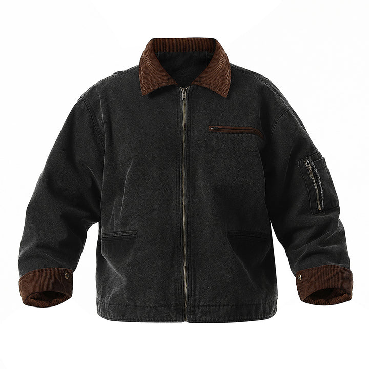 Men's urban transitional jacket with textured stand-up collar and numerous practical pockets Lisslune