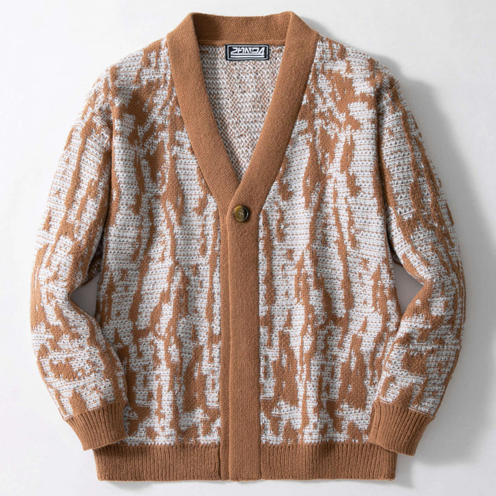 Men's stylish knit cardigan with stylish pattern and V-neck Lisslune