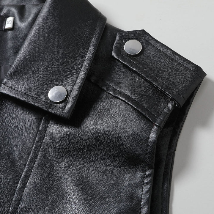 Men's casual biker jacket made of high-quality leather with asymmetrical zipper Lisslune