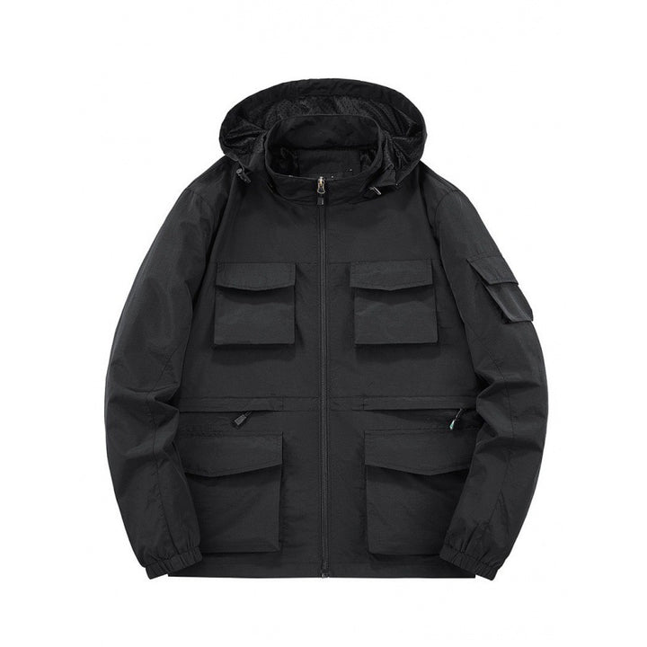 Men's Multifunctional Jacket with Numerous Pockets and Adjustable Hood Collar Lisslune