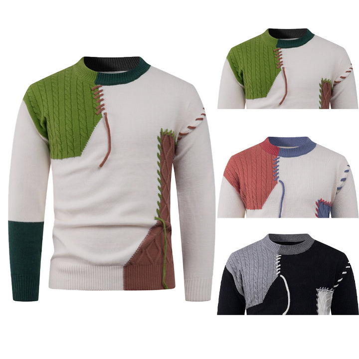 Men's fashionable knitted sweater with asymmetric cable pattern Lisslune