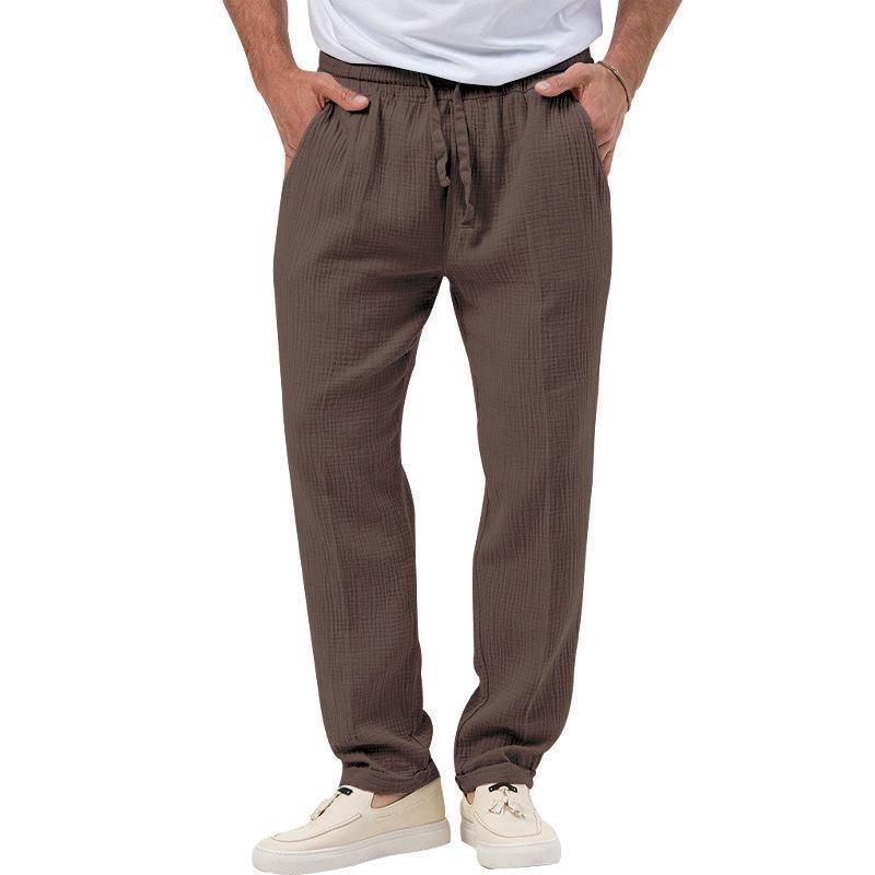 Men's casual linen pants with elastic waistband and practical side pockets Lisslune