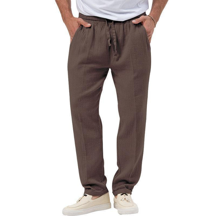 Men's casual linen pants with elastic waistband and practical side pockets Lisslune