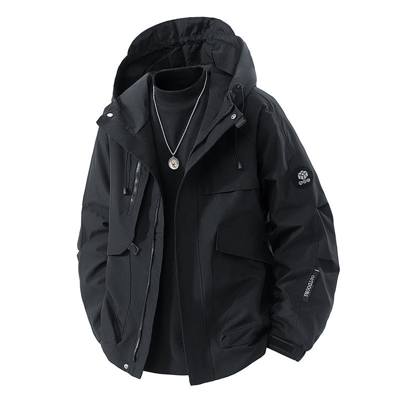 Men's Waterproof Functional Jacket with Adjustable Hood and Practical Pockets Lisslune