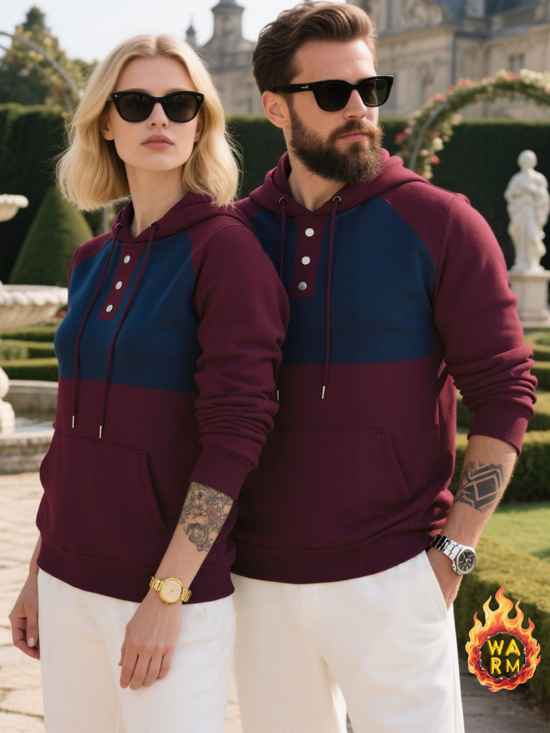 Men's hoodie with button placket and sporty design Lisslune