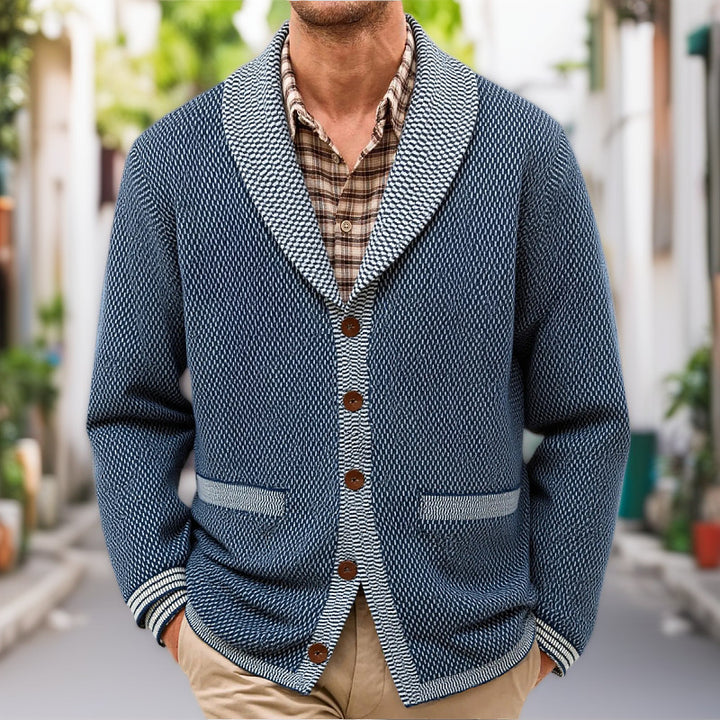 Men's cardigan with elegant button details and wide shawl collar Lisslune