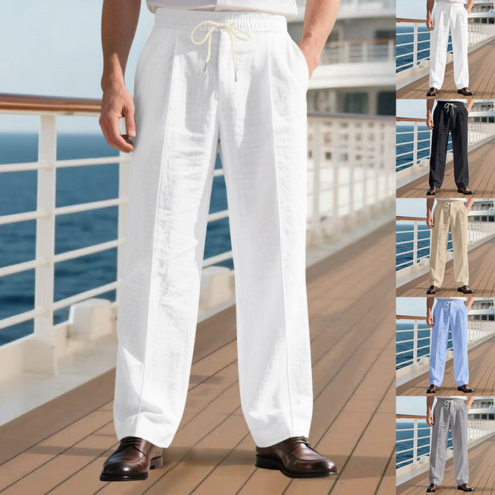 Men's Airy Leisure Pants with Adjustable Drawstring and Easy-Care Surface Lisslune