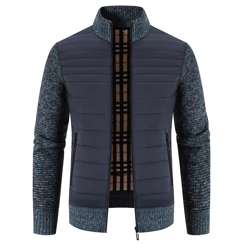 Men's quilted jacket with modern knit sleeves and high collar Lisslune