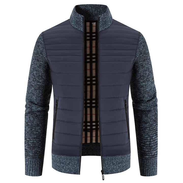 Men's quilted jacket with modern knit sleeves and high collar Lisslune