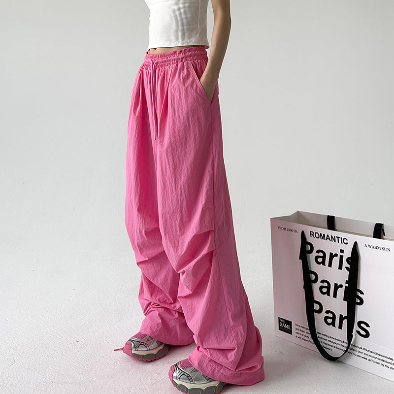 Women's Loose Sports Pants with Elastic Waistband and Drawstring Lisslune