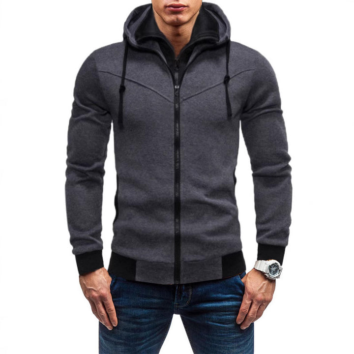 Men's sporty hoodie with high collar and high-quality zipper Lisslune