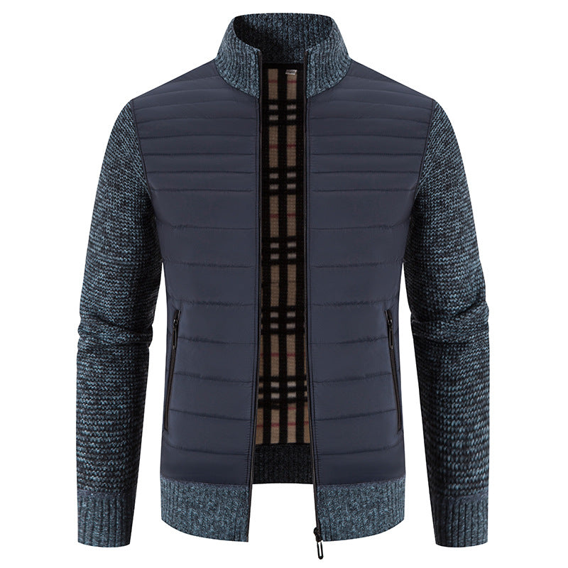 Men's casual quilted jacket with knitted sleeves Lisslune