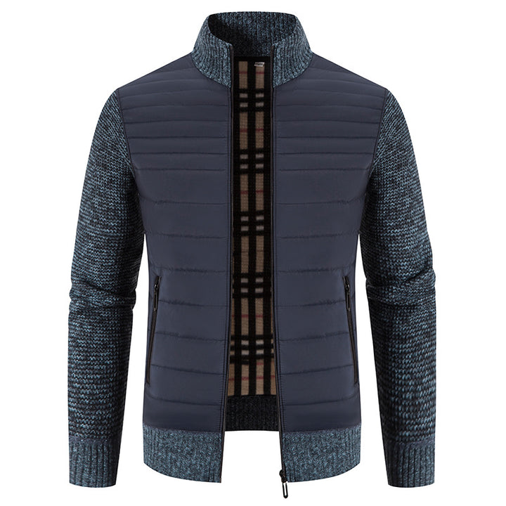 Men's casual quilted jacket with knitted sleeves Lisslune