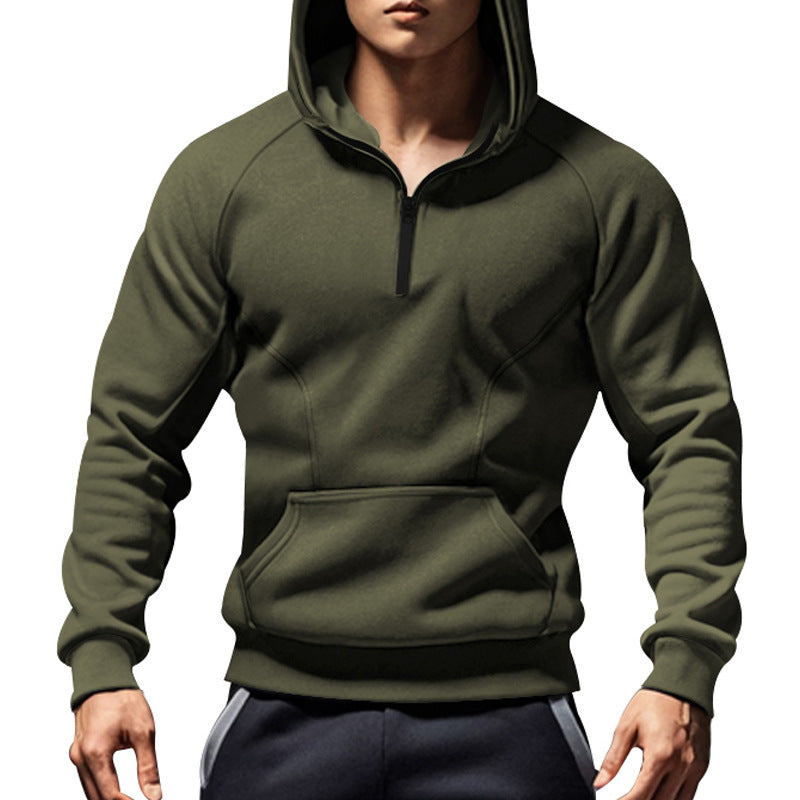 Men's sporty hoodie with half zipper and kangaroo pocket Lisslune
