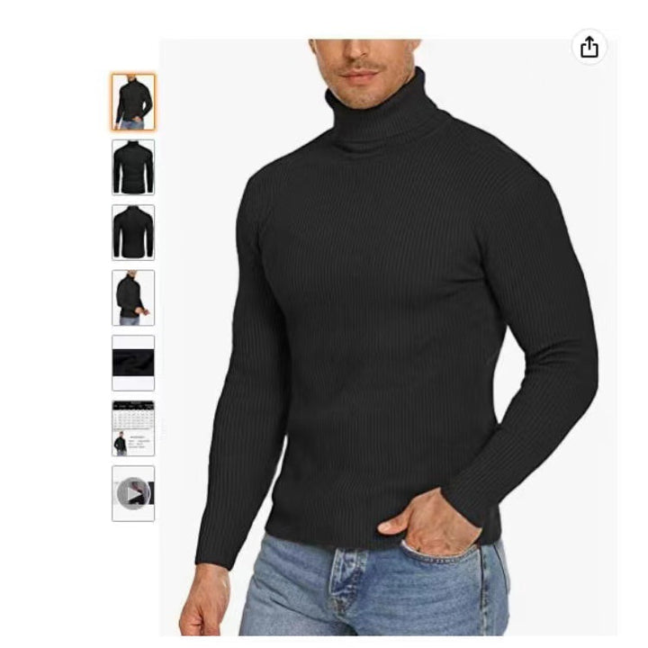 Men's Stand Collar Sweater made of Ribbed Knit Lisslune