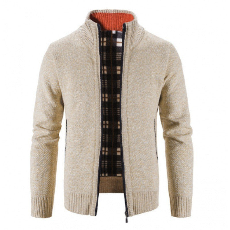 Men's Cardigan with High Collar and Luxurious Lining Lisslune