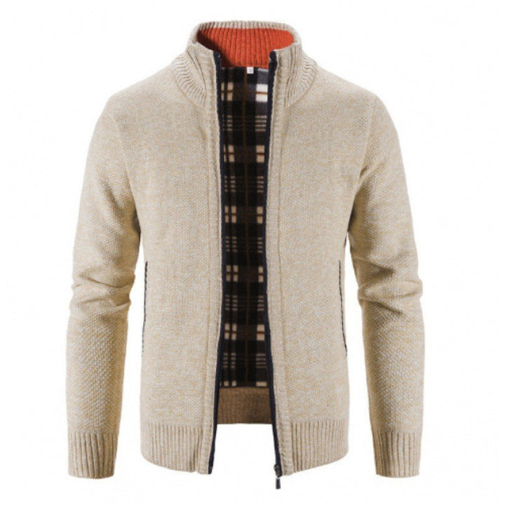 Men's Cardigan with High Collar and Luxurious Lining Lisslune