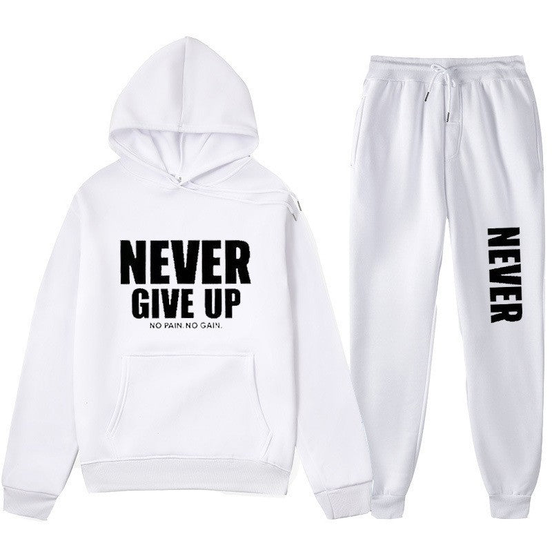 Women's training pullover and jogging pants in motif set with motivating print Lisslune
