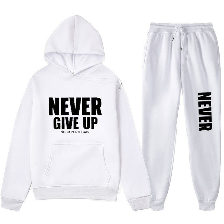 Women's training pullover and jogging pants in motif set with motivating print Lisslune