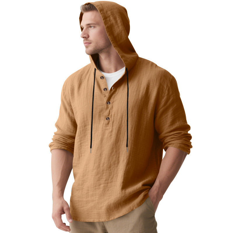 Men's hoodie shirt with button placket and casual fit Lisslune