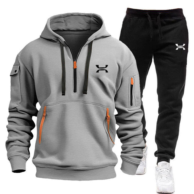 Men's sporty hoodie and tracksuit set with functional pockets and sporty cut Lisslune