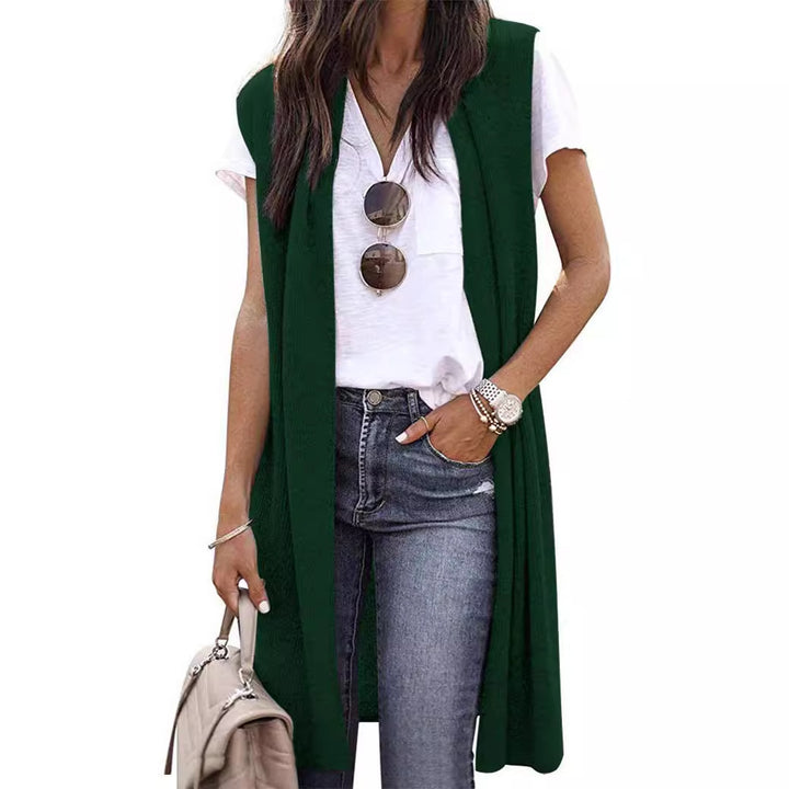 Ladies' Elegant Long Knit Vest in Casual Style