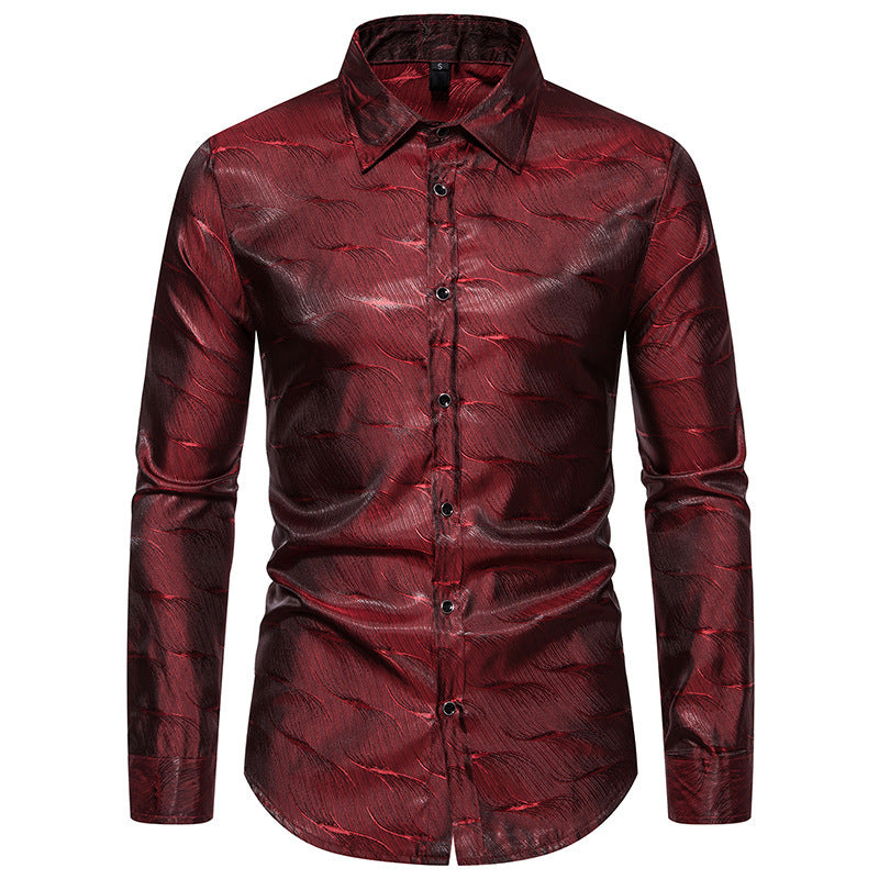 Men's elegant long sleeve shirt with textured surface pattern Lisslune