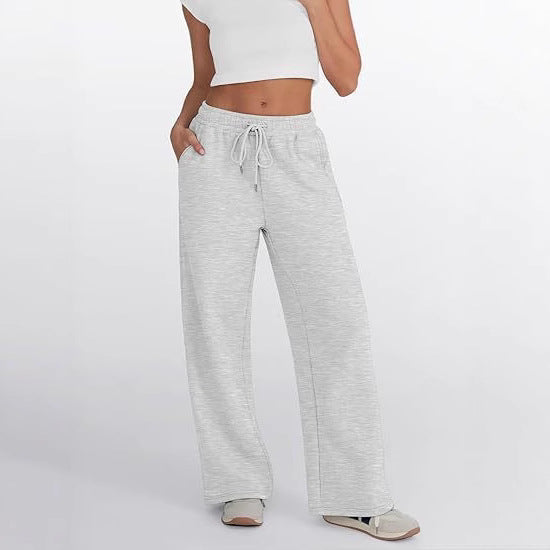 Women's loose leisure pants with elastic waistband and functional side pockets Lisslune