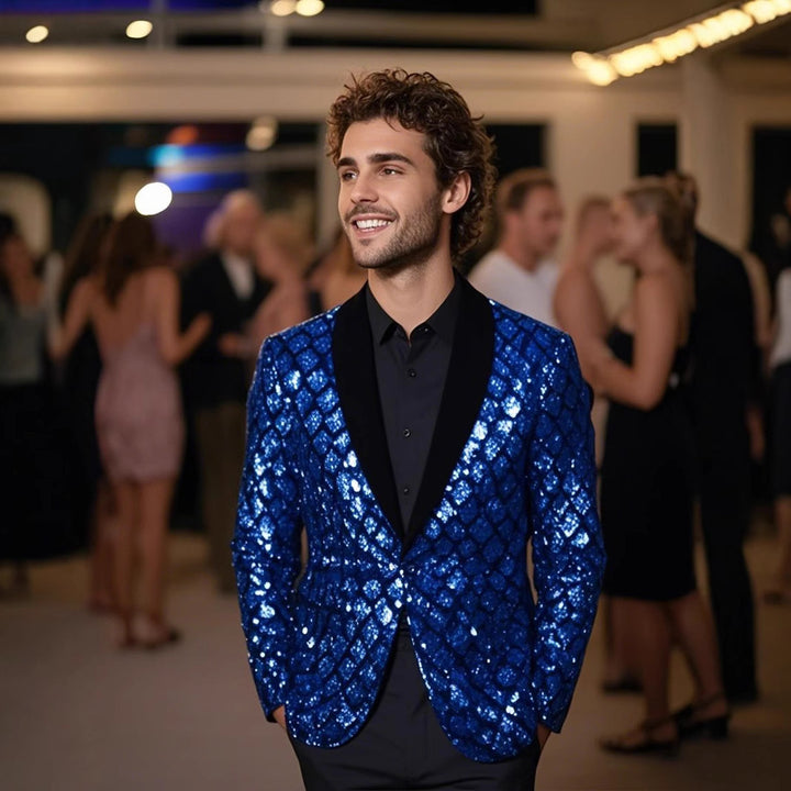 Men's Glamorous Sequin Blazer with Elegant Cut Lisslune