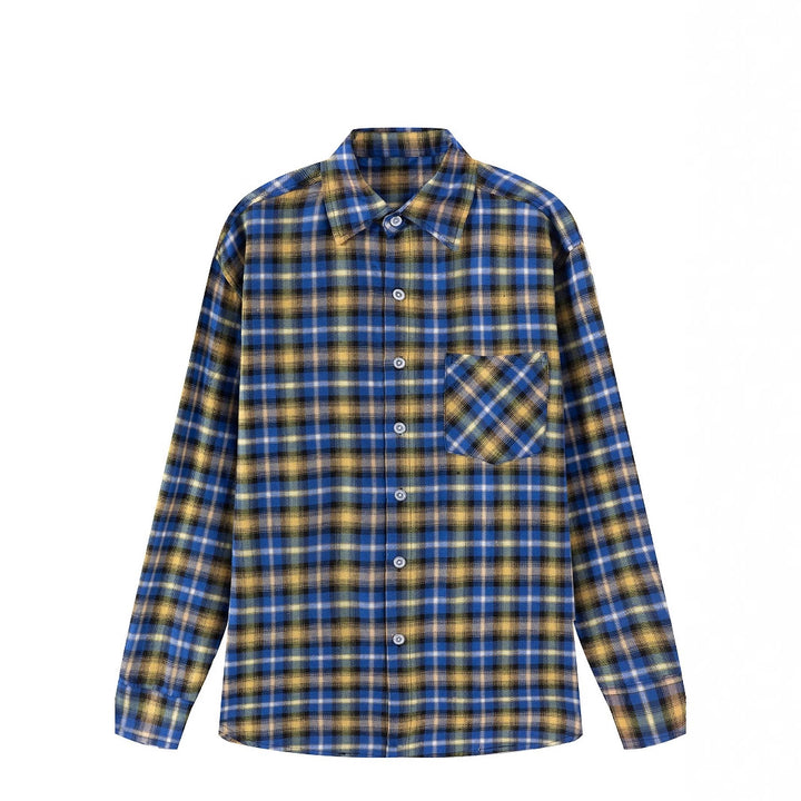 Men's Casual Long Sleeve Shirt in Modern Check Pattern Lisslune