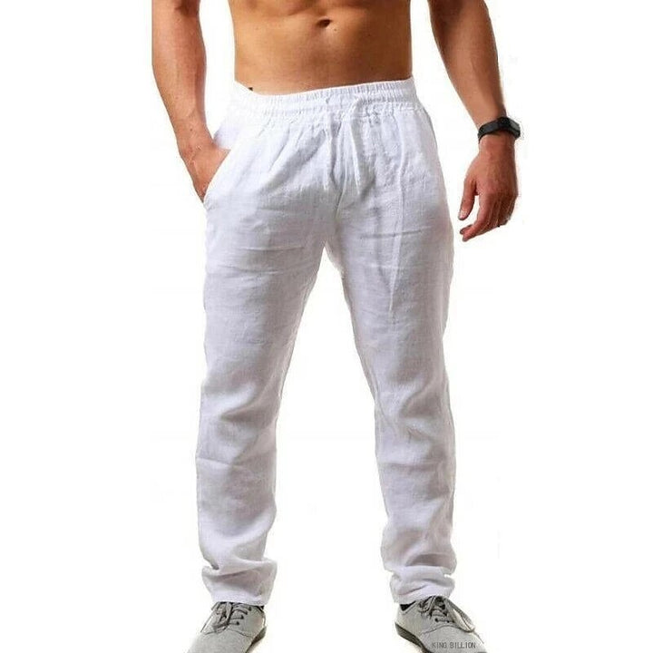 Men's airy linen pants with elastic waistband and practical side pockets Lisslune