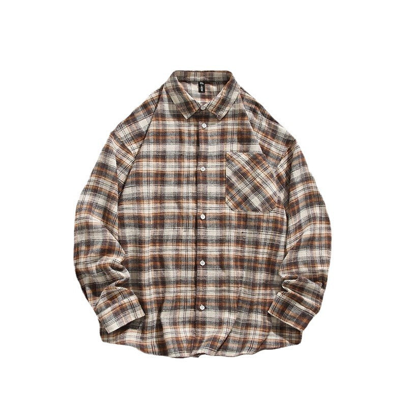 Men's comfortable flannel shirt with modern check pattern and chest pocket Lisslune