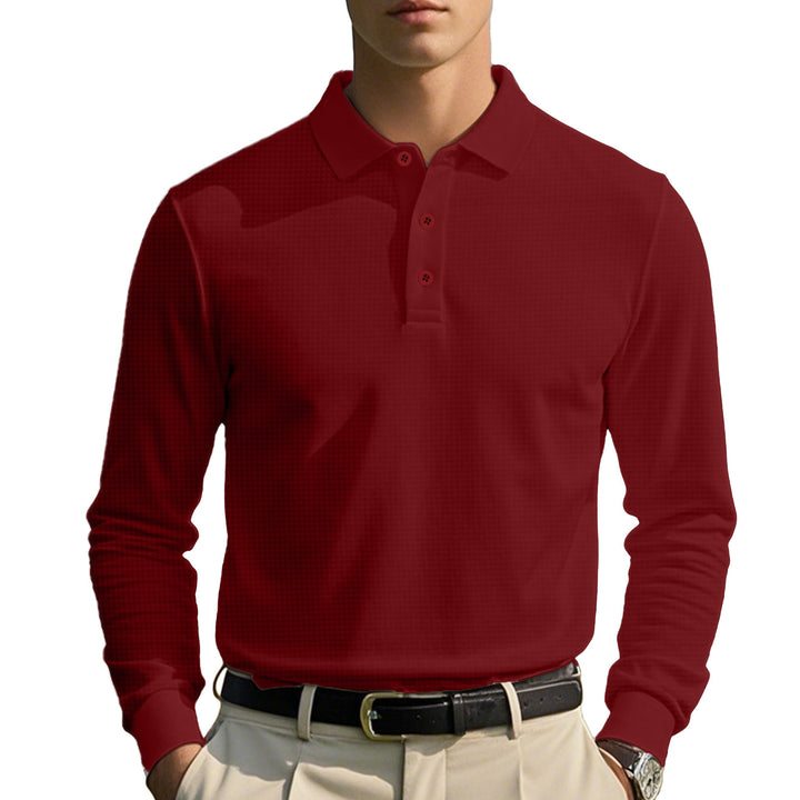 Men's long-sleeved polo shirt with breathable structure and classic cut Lisslune