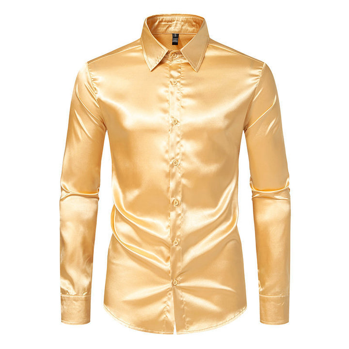 Men's elegant long-sleeve shirt made of silky shiny fabric Lisslune