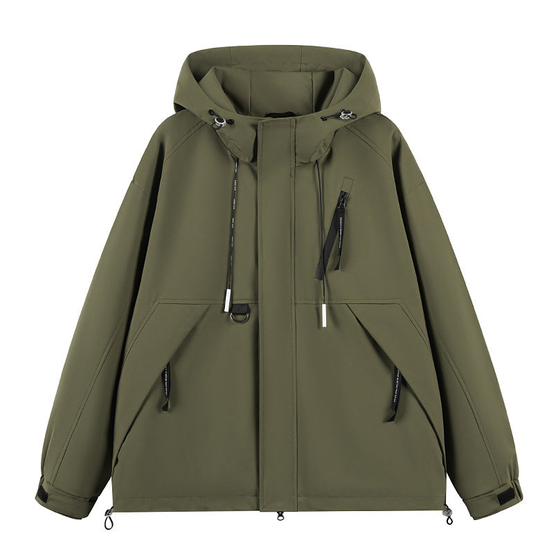 Men Water-Repellent Leisure Jacket with Adjustable Collar and Practical Zipper Pockets Lisslune