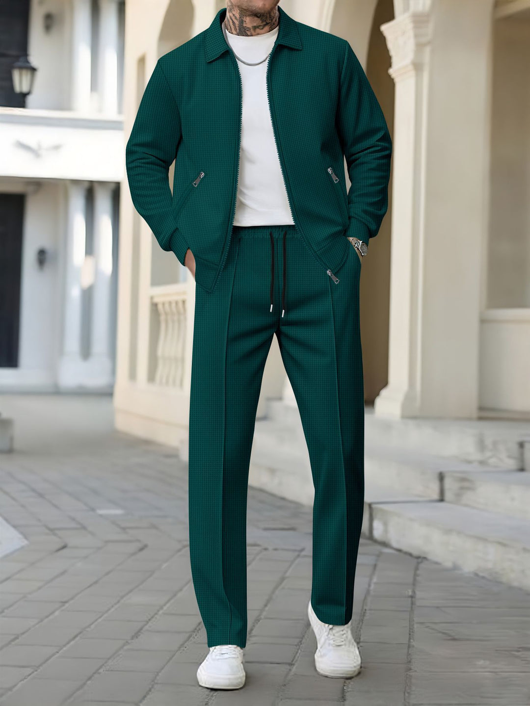 Men's leisure suit with modern pattern mix and high wearing comfort Lisslune
