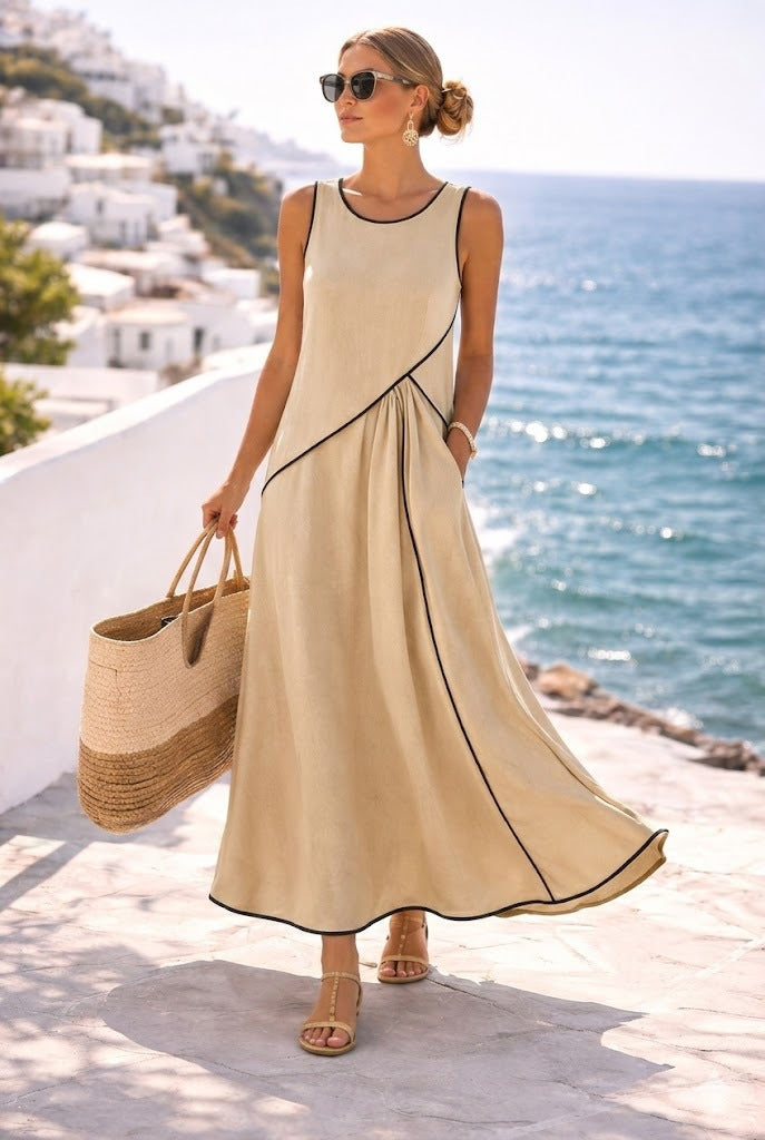 Women’s maxi dress with flowing cut and asymmetric design Lisslune