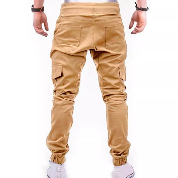 Men's Stylish Cargo Pants with Elastic Waistband and Functional Pockets Lisslune