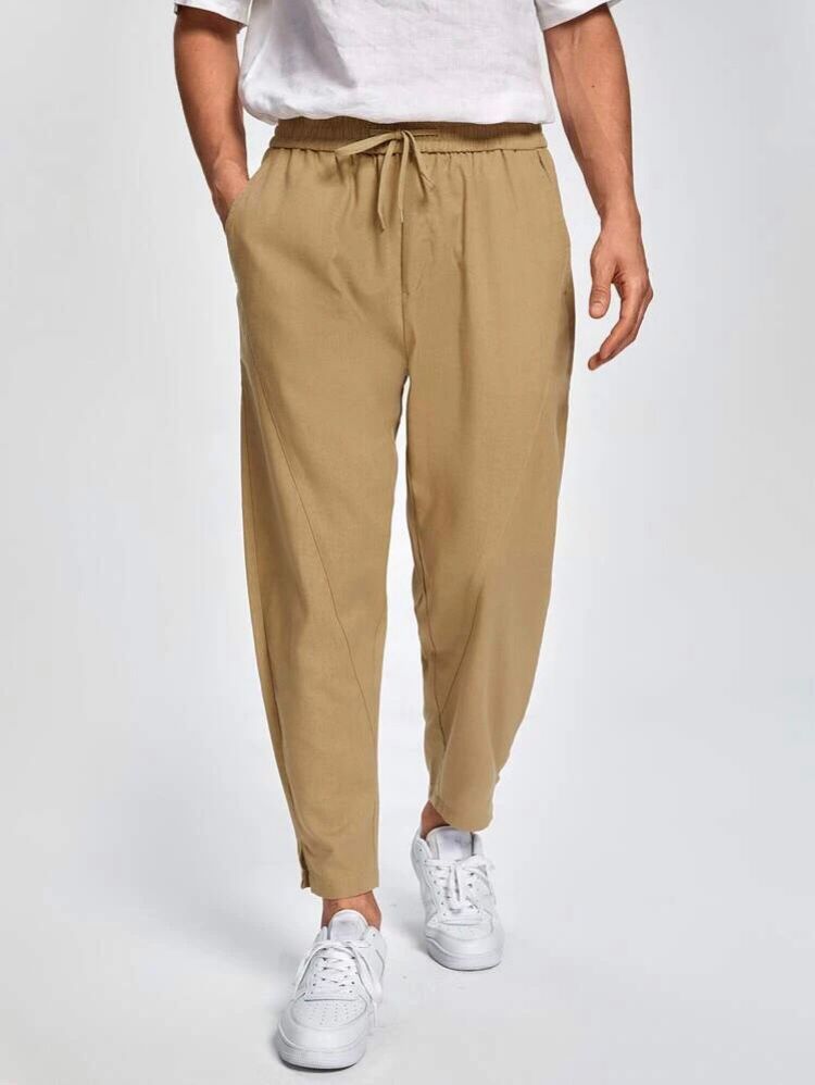 Men's fashionable casual leisure pants with drawstring Lisslune