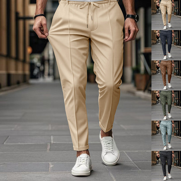 Men's leisure pants with elastic waistband and contemporary slim fit Lisslune