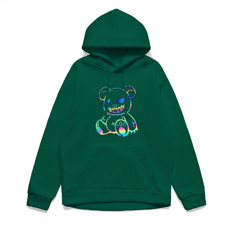 Ladies hoodie sweatshirt with cool bear motif and comfortable fit Lisslune